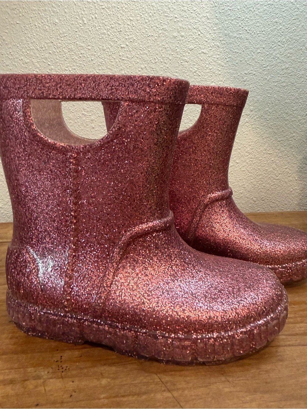 UGG Kids Classic Clear Mini II Glitter Rain Boots Pink Toddler Size 11